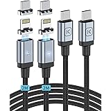 Kuulaa USB C Magnetladekabel 65W [2 Stück], 3A-Schnellladekabel Magnet Ladekabel aus Nylon, geflochten mit LED Light Magnetic
