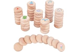 ‎NBEADS nbeads Pack of 100 Beech Wood Round Pieces, 25 mm Unfinished Wooden Circles Round Discs Wooden Cutouts Ornaments for DIY Crafts Painting Wedding and Home Decoration, 8 mm Thick