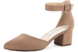 Greatonu - Mary Jane Sandali con Tacco Medio, Cinturino alla Caviglia e Punta Chiusa per Donna