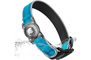 ONEONTA Airtag Obroża dla psa, wodoodporna, ze zdejmowaną metalową pętlą, wytrzymała, odblaskowa, ultralekka, wygodna, wyściełana, dla małych, średnich i dużych psów, niebieska, XL