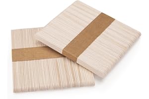 WISYOK 100pcs Bâtonnets de Glace, Batonnet Bois Couleur Naturelle, Bâtons de Glace en Bois, Abaisse Langue Adulte, Bois pour Bricolage patule Bois Epilation, Idéal pour bricoler et décorer - 114x9mm