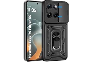 A rtistque Armor Bumper Back Cover Case for Motorola Moto Edge 70 Fusion 5G | Ring Holder Stand | Sliding Camera Protection | Shockproof Heavy Duty Design | Moto Edge 70 Fusion Back Cover - Black