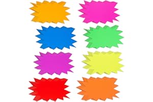 ZONON 96 Segno in Carta al Neon Starburst per Vendita Targhette per Nome per Classe Cartellone Star Burst Etichette a Stella per Alimenti per Festa Segni Fluorescenti Vuoti in Colori Assortiti
