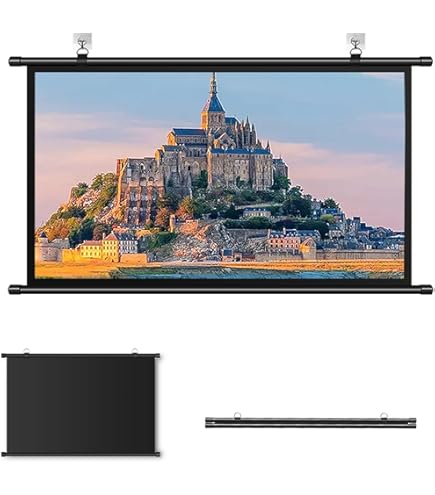 Projection Screen Portable Projector Screen, 60"/72"/80" Display, 16:9/4:3 Aspect Ratio, Wall Mountable 4K HD Movie Screen, Anti-Crease Pull Down Indoor Outdoor Projection Screens ( Size : 72" (4:3