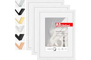 HIMEETIME® 3x Marco de fotos A5 15x21 cm Blanco de Madera marcos cuadro,Aplicable para fotos de 9 x 14 cm con paspartú o 14.8 x 21cm sin paspartú,Para Decoración Hogar marco A5