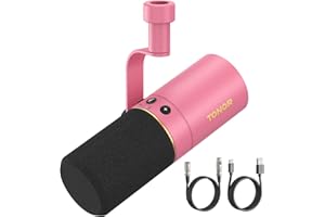 TONOR Gaming Microphone mit XLR/USB Kabel, Dynamisches Mikrofon PC und Mute Button, Vocal Mic Gesangsmikrofon für Streaming, Studio und Aufnahme, TD510, Rosa