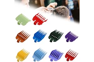 DBTW 10Pcs Replacement Hair Clipper Limit Comb, Multicolor Hair Clipper Guards Combs with Dusting Brush, Combs Replacement Guards Attachment, Multi Size Guide Limit Comb for Most Clippers Trimmers