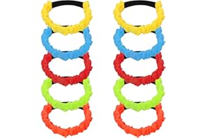 FESSOSKO 10 Stück 3 Bein Rennbänder 5 Farben Elastische Bunte Bindeseil für Erwachsene Kinder für Staffellauf Feldtag Hinterhof