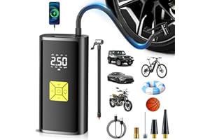 Journeyside Tragbare Elektrisch Luftpumpe für Auto 150 PSI, Tragbare Elektrische Kompressor mit Anzeige LED Licht als Taschenlampe,Luftpumpe für alle Fahrräder Motorräder und Autos