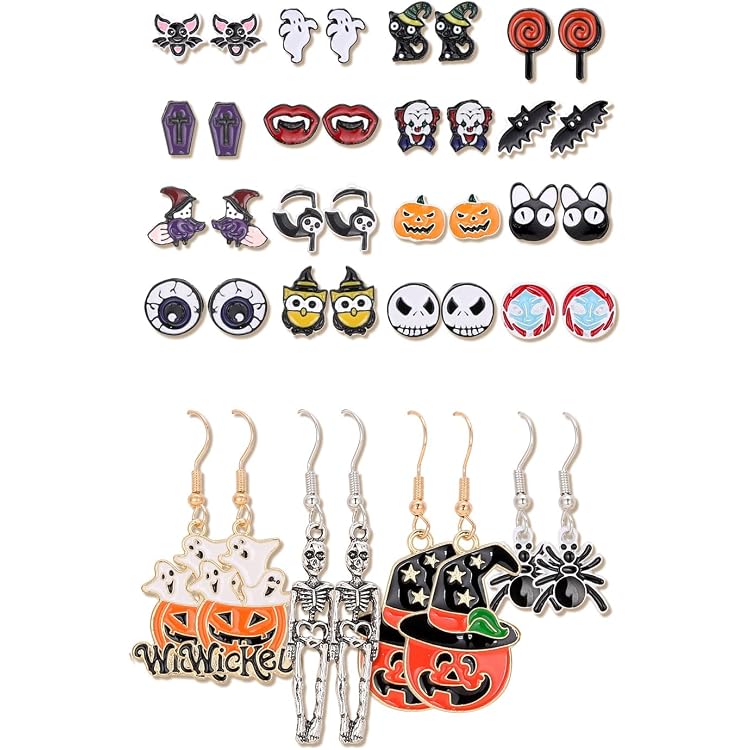 Boucles D'oreilles Fantôme Halloween BOO - Pendantes, 3 Couleurs, En Alliage, Pour Costume Et Fête