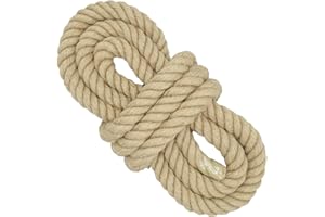 DOIOVE 6 mm * 50 m Corde de Jute, Corde de balançoire à 4 brins, Corde de tir à la Corde, Corde en Toile de Jute pour travaux manuels, Jardinage, hamac, décoration de la Maison, Garde-Corps, Escalade, Quai