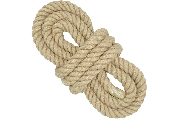 40 mm * 15 m Corde de Jute, Corde de balançoire à 4 brins, Corde de tir à la Corde, Corde en Toile de Jute pour travaux manuels, Jardinage, hamac, décoration de la Maison, Garde-Corps, Quai