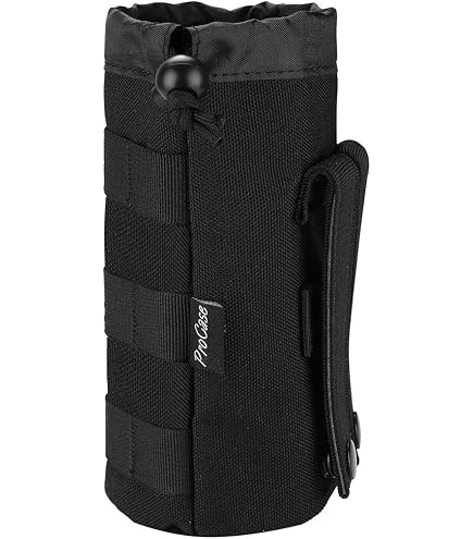 Vazcan Support Bouteille Tactique Molle – Housse 1L En Nylon 1000D, Velcro + Cordon, Drainant, Pour Rando/airsoft/extérieur