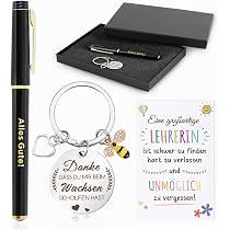 Tenare Lehrer Dankesgeschenk-Set – 2 Gravierte Schlüsselanhänger & 2 Dankeskarten Mit Umschlägen