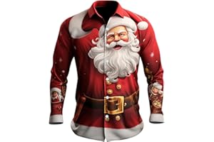 C'EST TT Weihnachts Hemd Herren Weihnachten Muster 3D Bedruckte Weihnachtshemd Herren Hemd Langarm Hemden Xmas Kostümhemd Businesshemden Kostümhemd Für Festival Party Langarmhemd