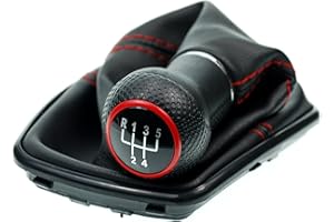L & P Car Design L&P A251-4 Schaltsack Schaltmanschette Schwarz Naht Rot Schaltknauf 5 Gang 23mm kompatibel mit VW Golf 4 IV Rahmen Schwarz Knauf Plug Play Ersatzteil für 1J0711113