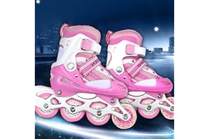 DDMINE Rollers Enfant Confortable avec Roues Lumineuses, Patins à Roues Alignées pour Filles et Garçons, Rollers en Ligne en Ligne Mesh Respirant, Patins à roulettes Taille Réglable