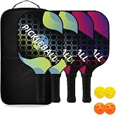 Topfinder Pickleball Paddles, Set of 2/4 Fiberglass Pickleball Rackets with 4 Balls for Outdoor and Indoor Play, 1 Bag