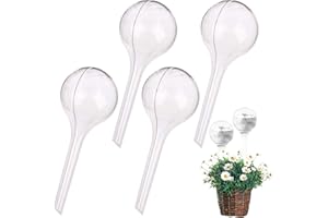 LOCOLO 4-Count Large Watering Globes, 10.4 x 3.1 Inch Plant Watering Globes Automatic Glass Watering Bulbs Houseplant Plant Pot Bulbs, Garden Watering PVC Self Watering Irrigation Drippers for Garden