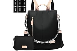 ONETOALL Theft-Proof Women's Small Backpack with 6 RFID Blocker Protective Covers, City Backpack Women's Elegant, Backpack Women Modern, Women's Backpack Handbag Black, for City Trip Everyday On the