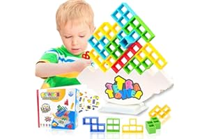 JASTOWN Jastonw Tetris Tower,48 Pezzi Tetra Tower Balance Game,Stack Attack Gioco,Tetris Gioco Stacking Blocks,Blocchi di Costruzione Tetris,Kluster Gioco,Giochi Educativi Montessori per Bambini