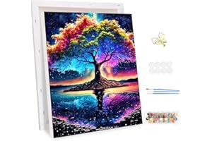 MEIYUDA DIY Paint by Numbers for Adults with Frame Colorful Tree of Life, Paint by Numbers Kits, Arts and Crafts for Beginner, Paint by Numbers Acrylic Pigment Drawing Paintwork Wall Art 30x40cm