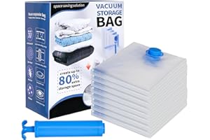 SKERITO Vacuum Bags for Clothes, 8 Jumbo, 100 x 80 cm, Storage Bag, Travel Vacuum Reusable Clothes Bag with Hand Pump