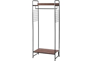 Iris Ohyama, ropa de vestir, vestuario, portaobjetos, estanterías sólidas, fácil montaje, multi-uso, diseño, escritorio, entrada, habitación, salón - Metal Garment Rack - Pi - B4 - Negro