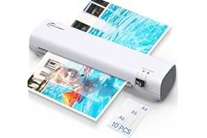 Buyounger A4 Laminator with Laminating Pouches - Fast 1min Warm Up, Compact & Portable Design, Cold & Thermal Laminator Machine with ABS Jam Release, Support A4/A5/A6 for Office Home School Use
