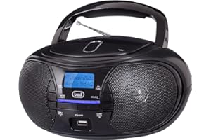 Trevi CMP 581 DAB, tragbares Stereo, Radio mit CD-Player, MP3-Player, DAB+ / FM-Radio, USB-Eingänge und AUX-IN, digitales Display mit LED-Punkt-Matrix, hohe Lesbarkeit, schwenkbare Teleskopantenne,