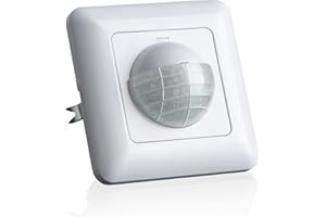 SEBSON Czujnik ruchu podtynkowy do wnętrz – nadaje się do montażu na ścianie, czujnik ruchu na podczerwień programowalny – montaż 60 x 49 x 32 mm – zasięg czujnika 10 m/ 190°, 3-przewodowy