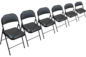 TEKBOX Folding Faux Leather Chair - Strong Steel Event Hall Seating or Temporary Seat for Guests and Desks (6)