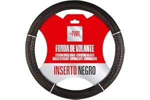 +PWR Car Parts Funda de Volante Modelo Inserto Negra Universal para Volantes de Turismos de 37 a 39 cm. Antideslizante. Fabricada en 100% PVC