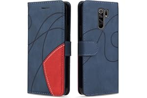 KKEIKO Funda para Xiaomi Redmi 9, Billetera Carcasa de PU Cuero, Anti Golpes Magnético Funda con Stand Function para Xiaomi Redmi 9, Azul
