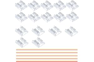 GOMING Kit Connecteur de Ruban LED CCT COB 4Pin 10mm Largeur Carte 10 Bande à fil Connecteurs Transparents 6 Bande à bande Connecteurs Sans Espacement 5 Fils D'extension 15cm pour Bande LED CCT COB