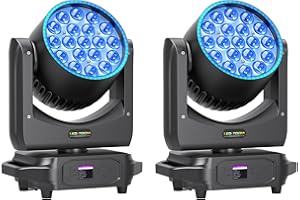 YESPICK 2 Pezzi 19 LED 285W Wash Teste Mobili, RGBW 4 in 1 Professionale Zoom Luce con Striscia di Luce per Palco Festa Matrimonio Bar KTV Concerto