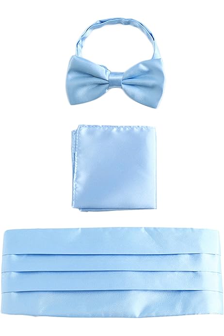 Set Elegante Uomo 3 Pezzi - Papillon, Fascia Smoking E Fazzoletto Taschino In Raso Lucido, Taglia S/M - Foto 5