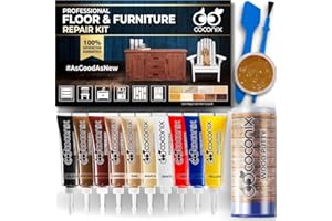 Coconix Kit de Reparación de Suelos y Muebles | Repara rayones, rozaduras y abolladuras en pisos de madera, muebles y superficies laminadas | Aplicación fácil con masilla moldeable