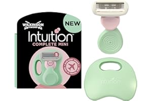 ‎WILKINSON SWORD WILKINSON SWORD Intuition Complete Mini-Damenrasierer mit Reiseetui, für schwer erreichbare Zonen wie Bikinizone, Achseln, Knie & Knöchel, mit Skin Protect Gel für eine samtweiche Rasur