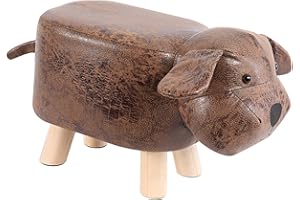 KESOTO Animal Footstool, Cartoon Dog Shaped Ottoman Chair, Foot Rest, Changing Stool for Living Room, Playroom, Brown
