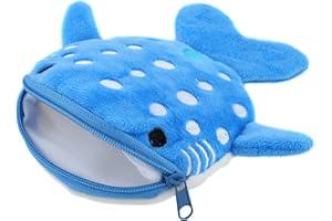 Mabor pluszowa portmonetka na monety, uroczy mały portfel kawaii z zamkiem błyskawicznym brelok mały haftowany zabawny morski kreskówka zwierzę torebka na drobne dla kobiet, NIEBIESKI, Organizer do