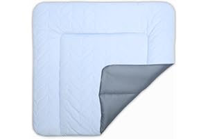 BONKY® Wickelauflage 75x72 cm - aus gestepptem Velvet - Wickelunterlage mit rutschfeste Unterseite - Baby Wickeltischauflage - Mega weich und angenehm - Made in EU - blau