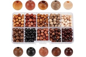 ‎PH PANDAHALL PH PandaHall 500 Stück Natürliche Holzperlen 10 Stile 6mm Runde Lose Holzperlen Glatte Holz Abstandsperlen Für Armbänder Halsketten Ohrringe Schmuckherstellung DIY Handwerk Bohrung: 1~2mm