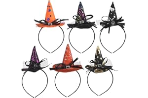 KATOOM 6pcs Halloween Witch Headbands,Spider Skeleton Hair Hoop Pumpkin Hair Band Costume Dress up Accessories Headwear for Kids Halloween Party Cosplay Photo Prop
