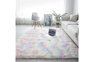 Bibykivn Tappeto Salotto Moderno Peluche Lavabile, Pelo Lungo Tappeti Antiscivolo Fondo, Tappeto Camera da letto per Soggiorno Corridoio Cameretta (Multicolore, 120x200 cm)