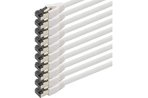 1aTTack.de 1m Cat 8 Netzwerkkabel CAT8 Kabel Weiss - 10 Stück Cat.8 Lan 2000 Mhz 40 Gbit s 40GBase-T Poe+ Patchkabel Ethernetkabel LSZH - 10 x 1 Meter Weiss