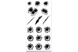 EASYDRUCK24DE easydruck24.de Ensemble de stickers trous de balle et rayures I Stickers pour voiture scooter moto-casque ordinateur portable smartphone I noir gris I kfz004