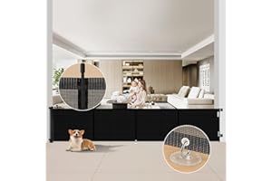 MUXUN Barrière Sécurité pour Enfant Chien, 1.5M 3M 5M Barriere de Securite Retractable, avec Renforcement en Fibre de Verre, Large Barriere de Securite pour Escaliers Intérieurs et Extérieurs (Noir, 5M)