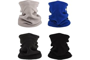 Lezevn 4 Packs Kids Neck Warmer Winter Windproof Fleece Neck Gaiter Snood Scarf Headwear for Outdoor Sports