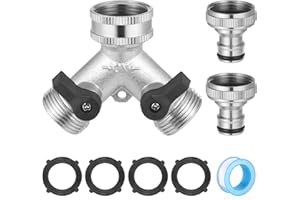 Zocipro 2-drożny rozdzielacz wody, rozdzielacz Y 3/4 cala z 4 uszczelkami, 2 przyłącza kranu i 1 rolka pasków rurowych, przyłącze wody rozdzielacz do węża ogrodowego, kranu, podwójne przyłącze